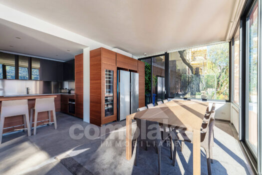 Modern lakefront villa with a large garden