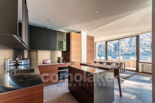 Modern lakefront villa with a large garden