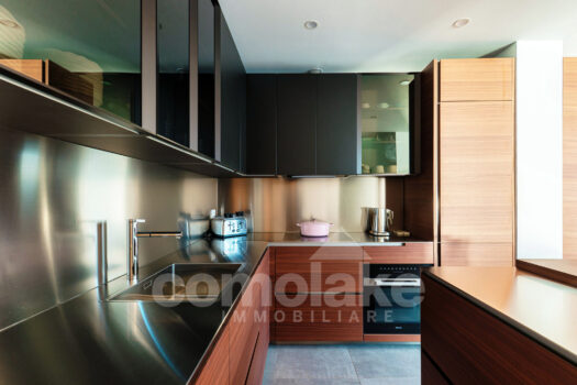 Modern lakefront villa with a large garden