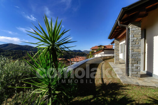 Villa moderna con giardino e vista lago