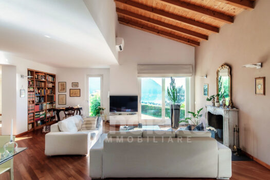 Villa moderna con giardino e vista lago